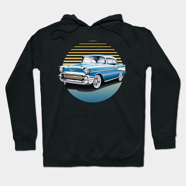 1957 Chevy Bel-Air Classic Car Enthusiast Hoodie by GAMAS Threads